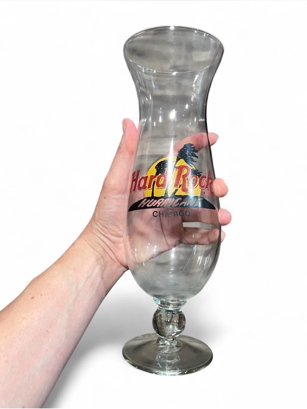 Lot of 2 Vintage Hard Rock Chicago Hurricane Glass - Clear with Multicolor Logo